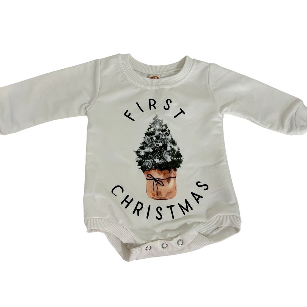 First Christmas Tree Romper White Size 70 3 Months
